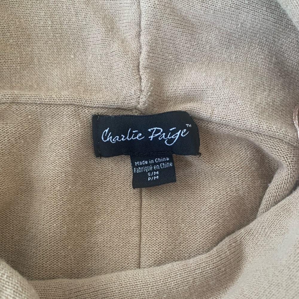 Women's Tan Cowl Neck Knit Sweater Small/ Medium - Picture 5 of 6